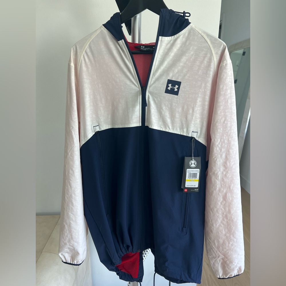 NWT Under Armour Windbreaker Boating Jacket White Navy size M